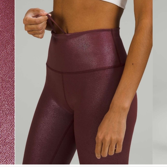 Lululemon wunder train high-rise Tight activewear metallic radiate red merlot - Picture 15 of 17